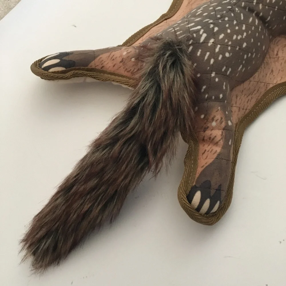 Dog Toy Pawprintz Squirrel Squeaker Faux Fur Tail Fetch Tug Realistic Design